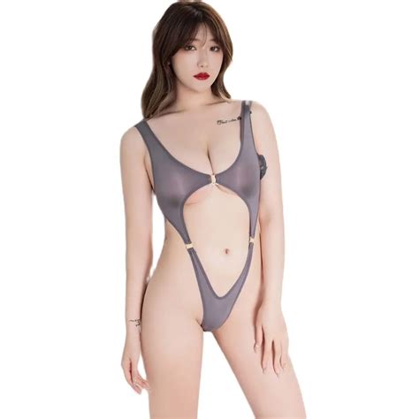 Hollow Out High Cut Thong Bikini Bodysuit Transparent See Through Swimsuit Hot Sexy Japanese