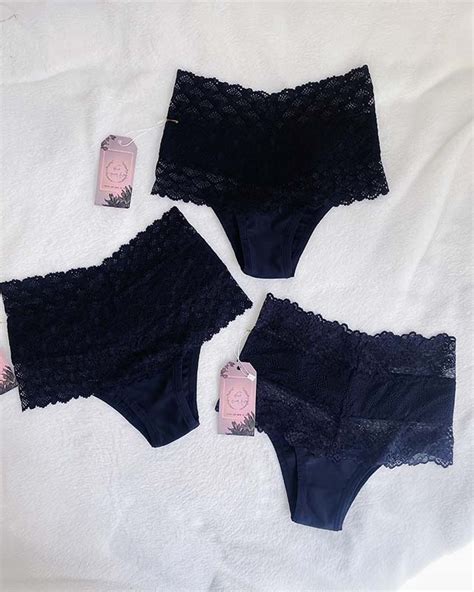 Kit Calcinhas Cintura Alta Compress O De Malha E Renda Preta Vov Fer Lingerie