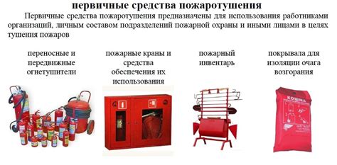 Первичные средства пожаротушения: виды, требования, назначение