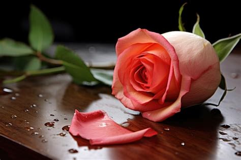 Premium Photo Single Rose With Petals Falling Off