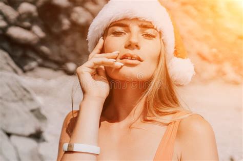 Woman Summer Travel Sea Happy Tourist In Blue Bikini Enjoy Taking Picture Outdoors For Memories