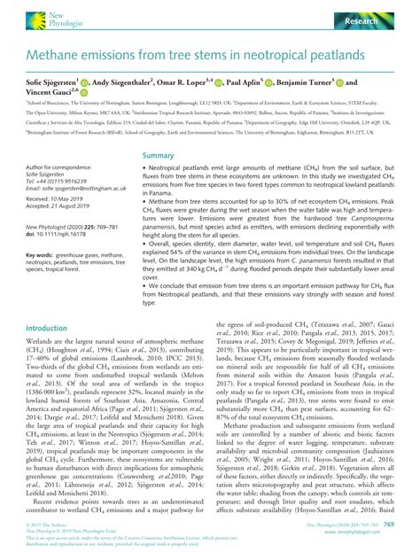 Pdf Methane Emissions From Tree Stems In Neotropical Peatlands