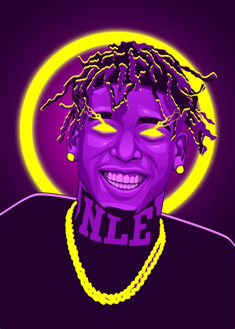 Umělecká Ilustrace Choppa Neon Art Rapper Posterscz