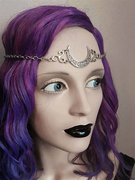 Crescent Moon Head Chain Forehead Ornamental Jewelry Pagan Etsy
