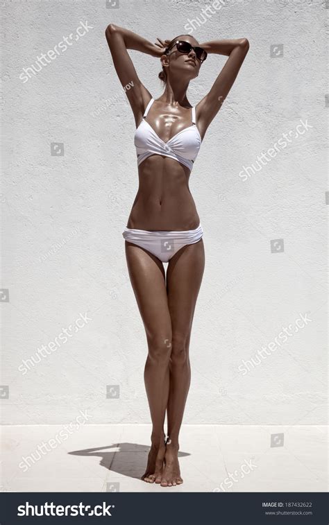 Beautiful Tan Female Model Posing Bikini Stock Photo Edit Now