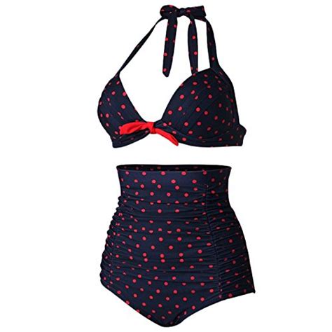 ᐅ Gigileer 50 s Damen Frauen Badeanzug Bademode Bikini Set Hohe Taillen Neckholder bauchweg