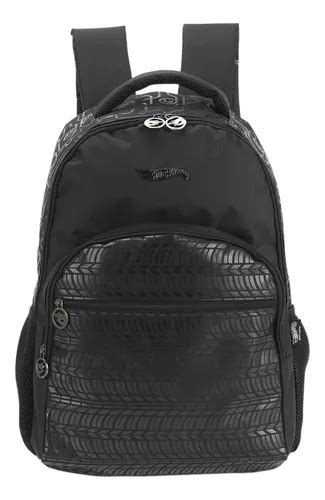 Mochila De Costas Juvenil Hot Wheels Preta Luxcel Frete Gr Tis