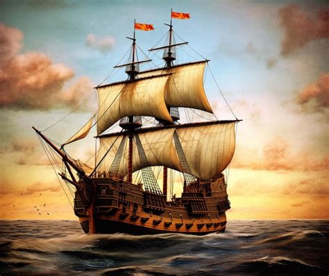 premium ai image  historical representation   mayflower ship