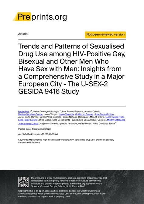 PDF Trends And Patterns Of Sexualised Drug Use Among HIV Positive Gay Bisexual And Other Men