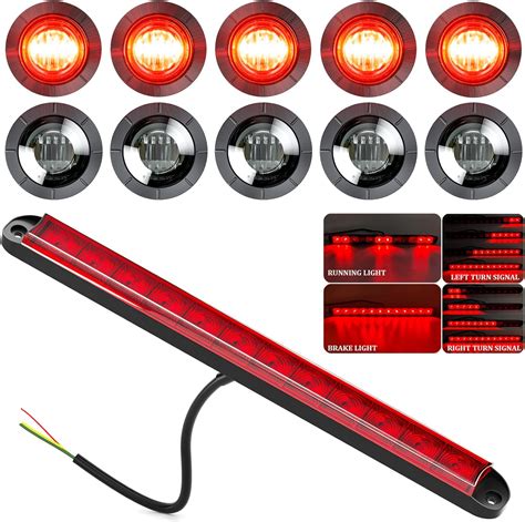 Amazon BJZ 16 Trailer LED Lights Bar Red 12LED Brake Stop ID