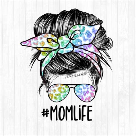 Sunflowers Mom Life Messy Bun Hair Sublimation Design Etsy