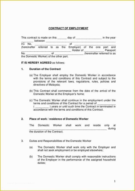 simple employment contract template   simple contract sample