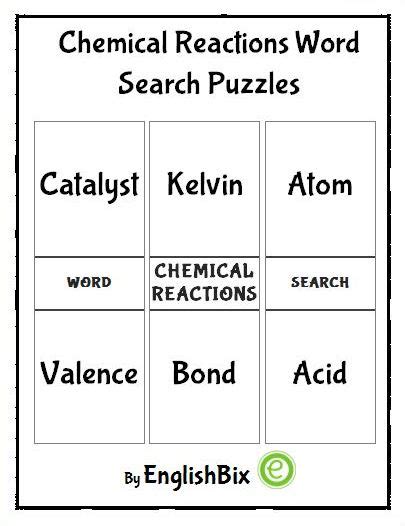 Chemical Reactions Word Search Printable Englishbix
