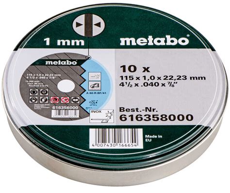 Набор отрезных дисков Metabo SP Inox TF 41, 115x1x22.2 мм, 10 шт ...
