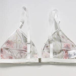 Embroidered Floral Lingerie Set Triangle Bra White Bralette Bikini Cut Panties Floral Print
