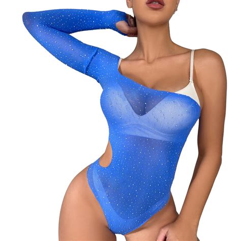 Wozhidaoke Womens Lingeries Women S Erotic Underwear Single Sleeve Hot Drill Shiny Large Size