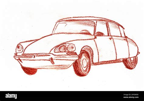 vintage car, classic oldtimer, manual pencil drawing Stock Photo - Alamy