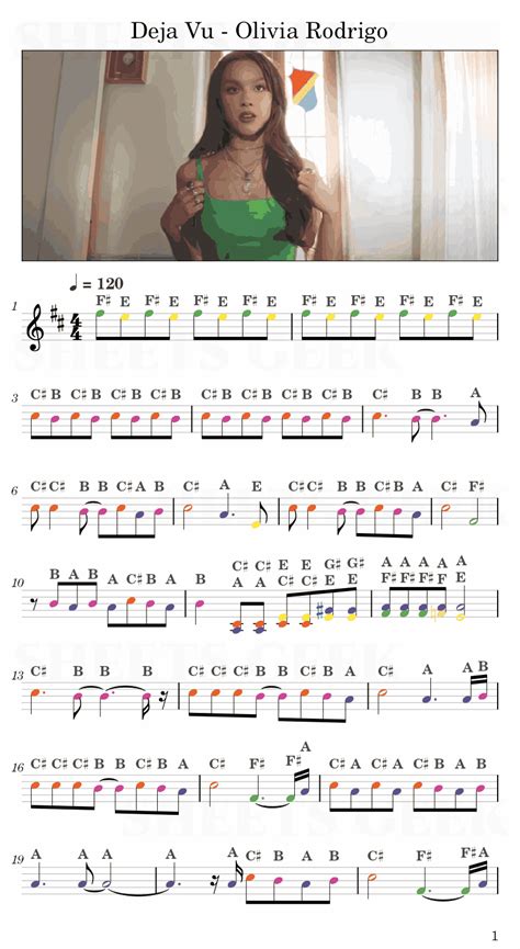 Deja Vu - Olivia Rodrigo | Easy Sheet Music