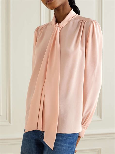 Chlo Pussy Bow Silk Crepe De Chine Blouse Net A Porter