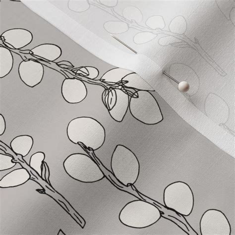 Pussy Willow Light Grey Fabric Spoonflower