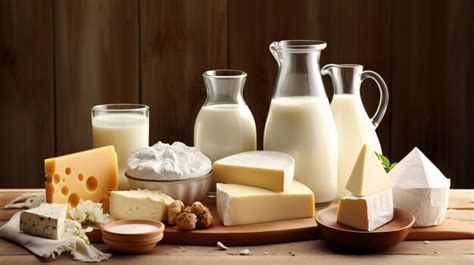 Premium Photo | A variety of dairy products including cheese milk