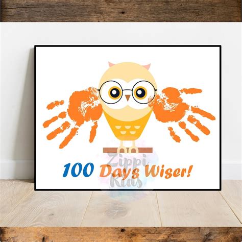 100 Days Of School Handprint Art Craft 100th Day Of School Activities