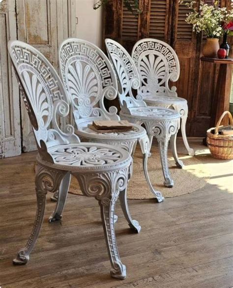 Chaises De Jardin En Fonte D Aluminium Blanc Style Victorien Avec Cl