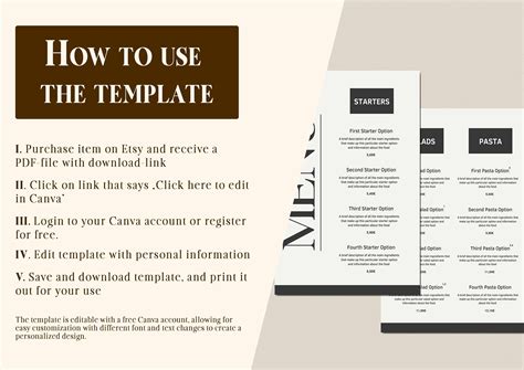 Restaurant Menu Template Food Menu Template Editable Restaurant Food