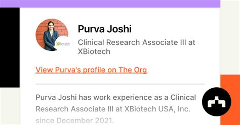 Purva Joshi Clinical Research Associate Iii At Xbiotech The Org