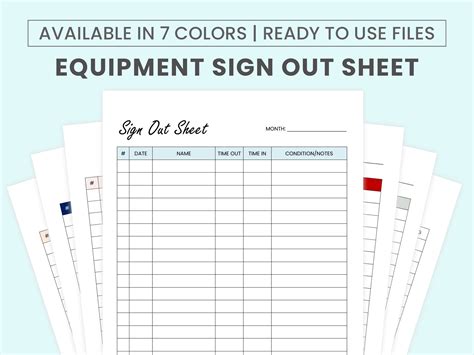 equipment sign  sheet template etsy