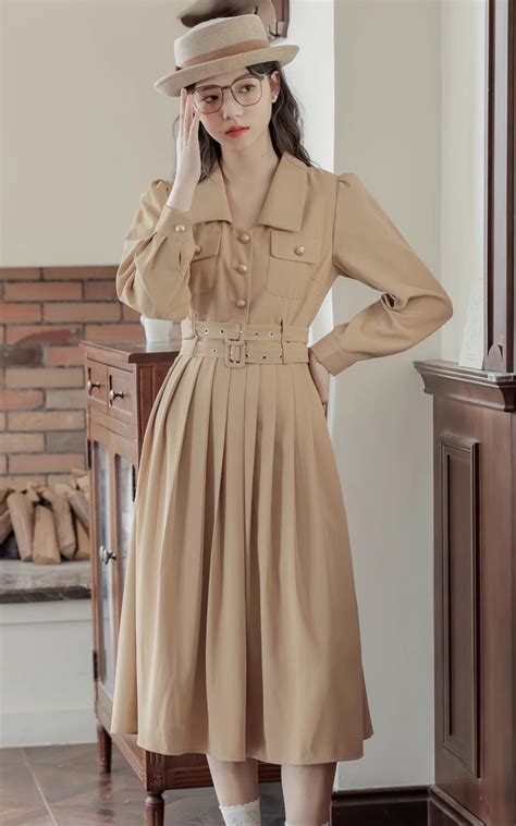 Detective Trench Dress Khaki Megoosta Fashion