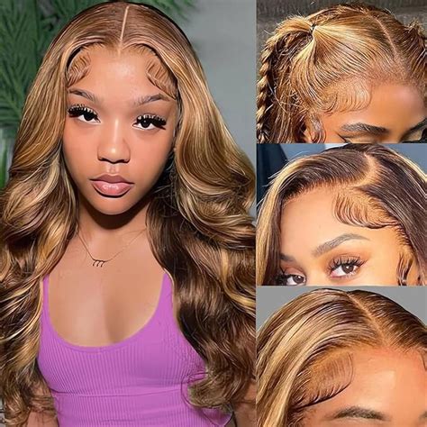 Amazon Honey Blonde Lace Front Wig Human Hair Highlight Ombre X HD Lace Front Wigs