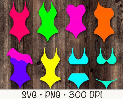 Women S Bathing Suit SVG Colorful Black Bikini One Piece Bathing Suit SVG PNG Bathing