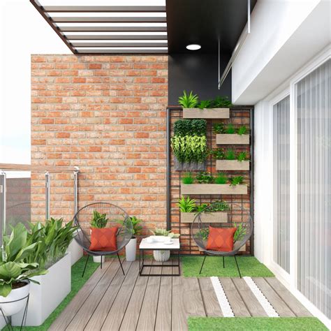 industrial balcony design  wooden flooring livspace