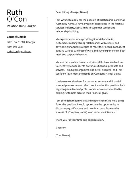 Relationship Banker Cover Letter Examples Template 20 Tips