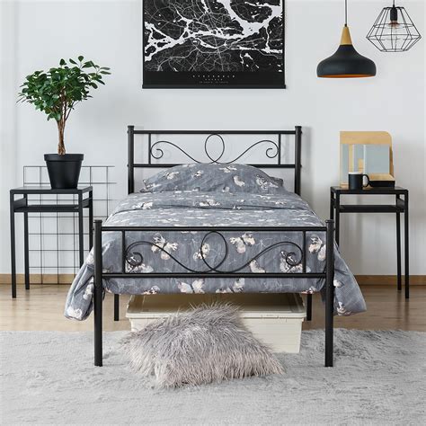 Buy Yaheetech Single Bed Frame Metal Solid 3ft Single Platform Bed With