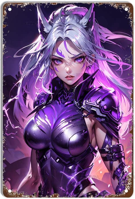 Amazon RUUHUYSA Metal Tin Sign Beautiful Hot Sexy Anime Cat Girl Pinup Girl Iron Painting