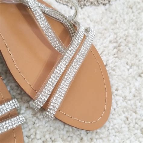 Lola Shoetique Shoes Nwt Lola Nude Strappy Rhinestone Sandals Size Poshmark