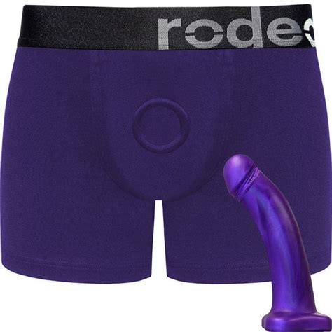 Purple Boxer Harness Strap On 7 Violet Dildo Package Deal RodeoH