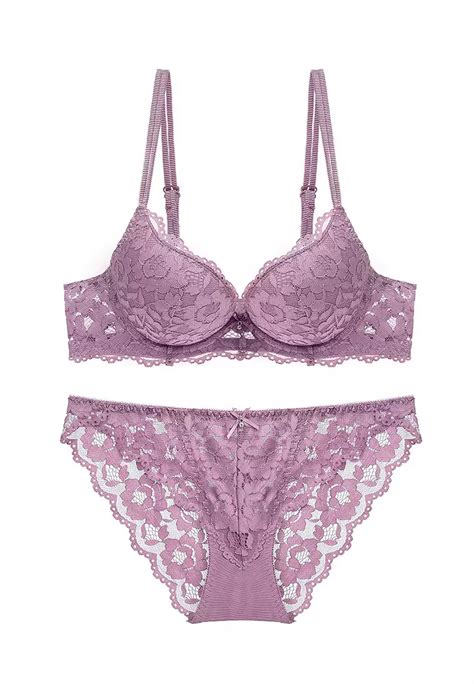 Buy Zitique Sexy Lace Lingerie Set Bra And Panty Purple Online Zalora Philippines