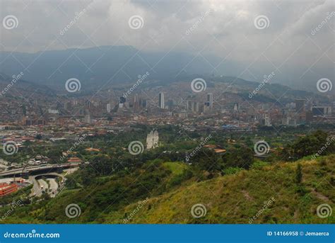 medellin skyline colombia stock photo image  cloudy