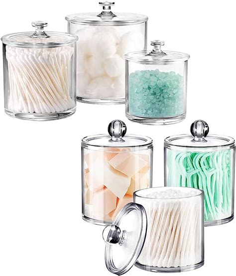 Amazon SheeChung 6 Pack Qtip Dispenser Apothecary Jars Bathroom