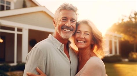 Premium AI Image Contented Mature Couple Watching Sunset