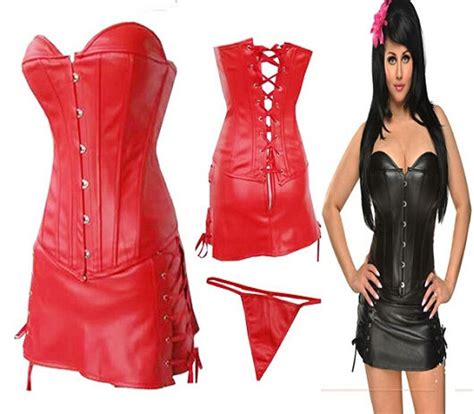 Plus Size Xl S Corselet Red Black Faux Leather Corset Pieces Sexy