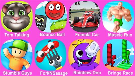 Tom Talking Bounce Ball Formula Car Muscle Run Stumble Guys Forkn