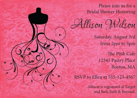 Bridal Shower Invitation Wedding Grown Dress By Cowprintdesigns 800