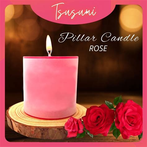 Rose Pillar Candle Fragrance Scented Essential Oil Aromatherapy Handmade Naked Candle Decoration
