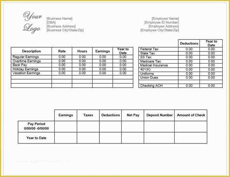 Free Check Stub Template Excel Of Fice Pay Stub Template 7 Make Stubs ...