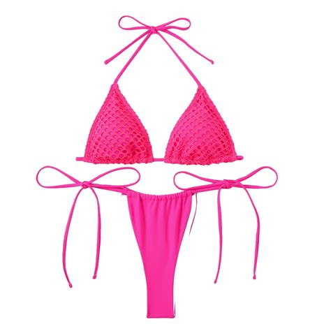 Msjuheg Womens Bikini Spaghetti Straps Thong String Piece Bikini Set Bathing Suits Bikini Sets