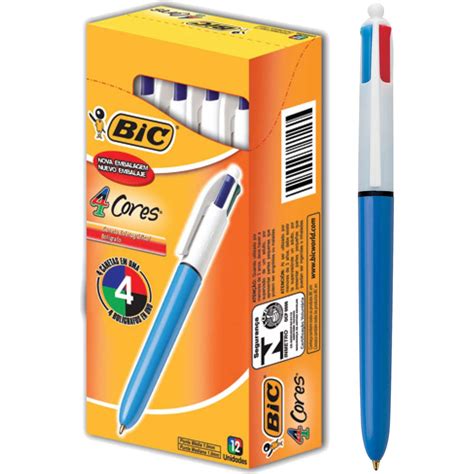 Canetas Bic 4 Cores - caneta esferografica 4 cores bic preta vermelha verde azul